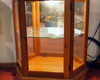 Lighted Mirrored Single Door Curio Cabinet, 29" x 28" x 12"