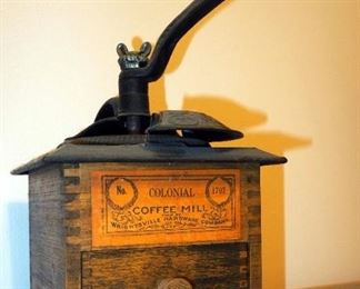 Antique Colonial Coffee Mill, No. 1707, And Root Mfg. Co. Slice