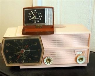 Vintage RCA Victor Clock Radio, And General Electric Battery Operated Travel Clock
