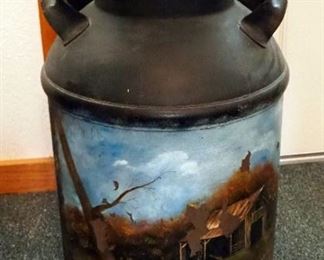 Painted Metal Dairy Can, 25" Tall
