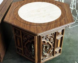 Octagonal End Table And Mirrored Top End Table