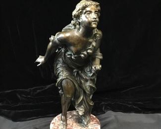 19th C. Bronze Woman Running by Michel Clodion