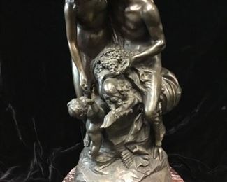 19th C. Bronze by Clodion Pan, Nymphe, et Enfant