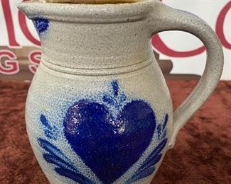 Cobalt Decorated Rowe Pottery Pitcher