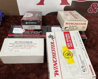 Assorted Ammunition: 357 Magnum, 45 Auto, 6.5 Creedmore