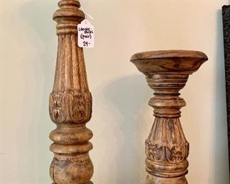 $24 Large Wooden Candlesticks