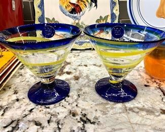  $20  (pair) Vintage Collectible Royal Caribbean Cruise Line Kosta Boda Margarita Glasses 