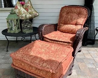 $600 Outdoor Chair and Ottoman EXCELLENT Condition (originally paid $1000) Chair 34.5” W x 46”L x 41”D Ottoman 24”W x 27” L x 19”H