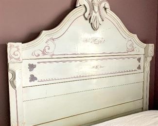 $600 (1 of 7piece set - Painted Shabby Chic Eastlake Suite) Full Headboard with Queen Mattress 57”W x 80”L x 78”H 