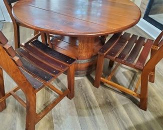 This is a very nice wine barrel style table and chairs