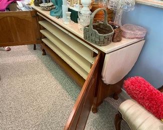 Matching Amish Maple and Cherry Side Board and Table Leaf Storage 