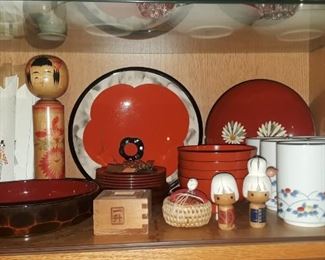 red lacquer and tea cups