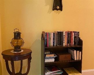 Antique round table and shelf