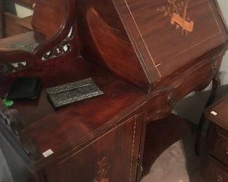 Antique Cherrywood Inlaid Secretary