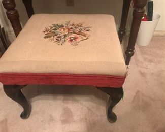 Antique Needlepoint foot stool