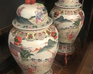 Pair of Asian Temple Jars, 24" tall
