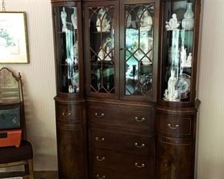 Antique Mahogany China Cabinet with Fold Out Desk $595
