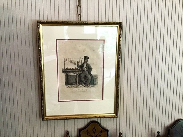 Antique Colored Engraving $125