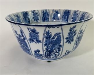 $16.00  Dark Cobalt Pheasant and floral Bowl.  10"d x 5"