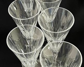 $36.00  Set (6)  Hand blown leaded crystal wine glasses, 10" tall.