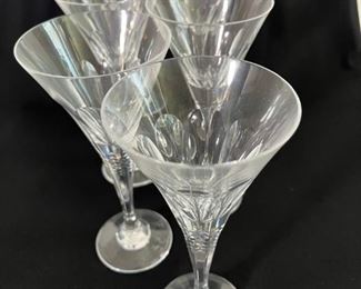 $48.00  Very Large 12" Celebratory Hand Blown Crystal Wine Goblets.  Engraved and Acid Etched.