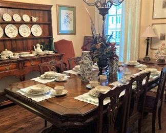 Fabulous dining table; 8  antique English Oak  Chippendale chairs - sold separately from the table