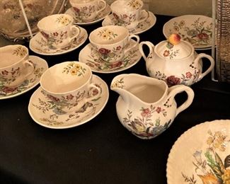 Miscellaneous selections of Copeland Spode china (Josiah Spode apprenticed as a potter in the mid-1700s. By 1754, he went to work for William Banks in Stoke-on-Trent, in Staffordshire, England. Later, he started his own pottery business.)
