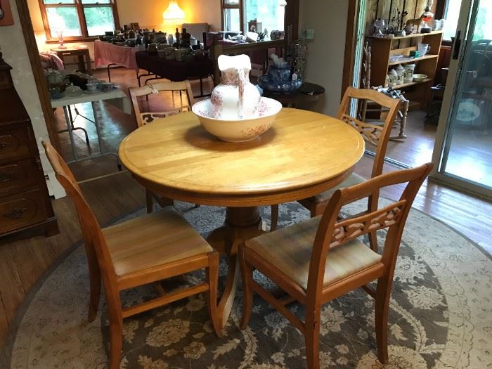 Small Round Oak Table with Four Chairs