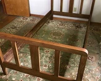 Oak Twin Bed and Rug