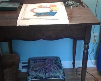 SLANT TOP TABLE AND ORIGINAL PROTO FOR CLOWN NEEDLEWORK
