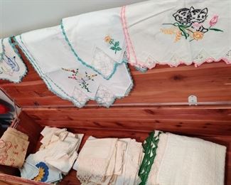 Just found some great vintage linens in this Lane Cedar Chest!
