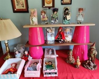Madame ALexander Dolls, Finny, others in their mint and some in the boxes.  Tom Clark signed collection of gnomes