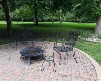 Wire patio set and firepit