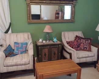 Vintage Chair, Nice Storage Chest, Mirror, Coffee Table THE 2 CHAIRS ARE SOLD