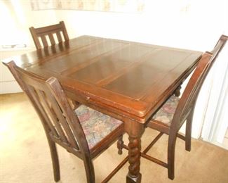 Small Barley twist draw leaf table & 3 chairs