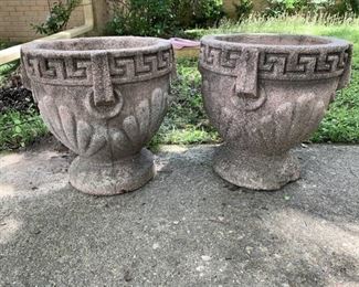 Pair of Concrete Planters or Urns
