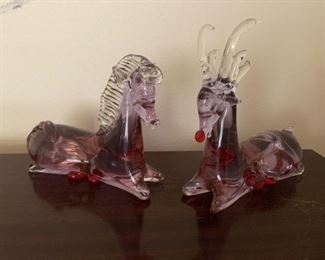 Murano Style Art Glass Horse and Rudolph