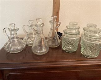 Cruets and jam pots. There are 4 of each.