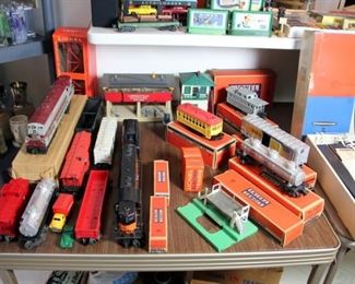 Prewar “O” Scale Lionel Train Set Many with Original Orange Boxes, lackawanna 2321 Engine, Milwaukee Road 2388 Engine, 60-100 Trolley, Several Pieces of Rolling Stock