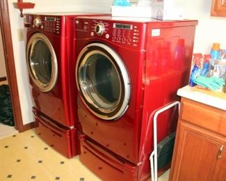 LG Tromm Front Load Washer & Dryer with Storage Stands