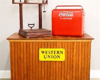 Howe Scale, Coke Cooler, Enamel sign, Store counter