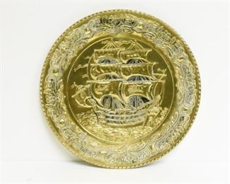 Sailing Ship Brass Wall Plate - 16 1/2"