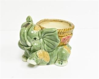 5" Hand Painted Ceramic Elephant Planter