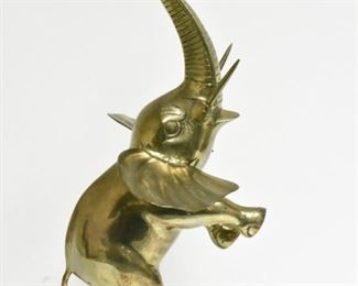 21" Brass Elephant Sculpture - On Hind Legs