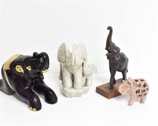 4 Various Elephant Figurines