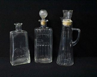 3 Glass Bottles / Decanters