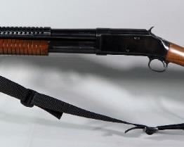 Norinco Model 97 12 ga Pump Action Shotgun SN# B091637, Flaming Bomb Cartouche, Barrel Shroud, Bayonet Lug, And Sling, In Box