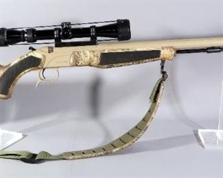 CVA Accura .50 Cal Black Powder Rifle SN# Not Found, With Tasco 3-9x Scope, Padded Sling, Patches And More, In Box