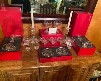 Baccarat Bambous Candlesticks / Set of 8 Champagne/Sherbert Glasses / Wine Coasters