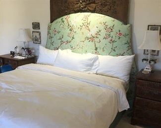 custom French head board king size scalamandre